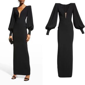 Alex Perry Carlin Strong-Shoulder Gown black US6
